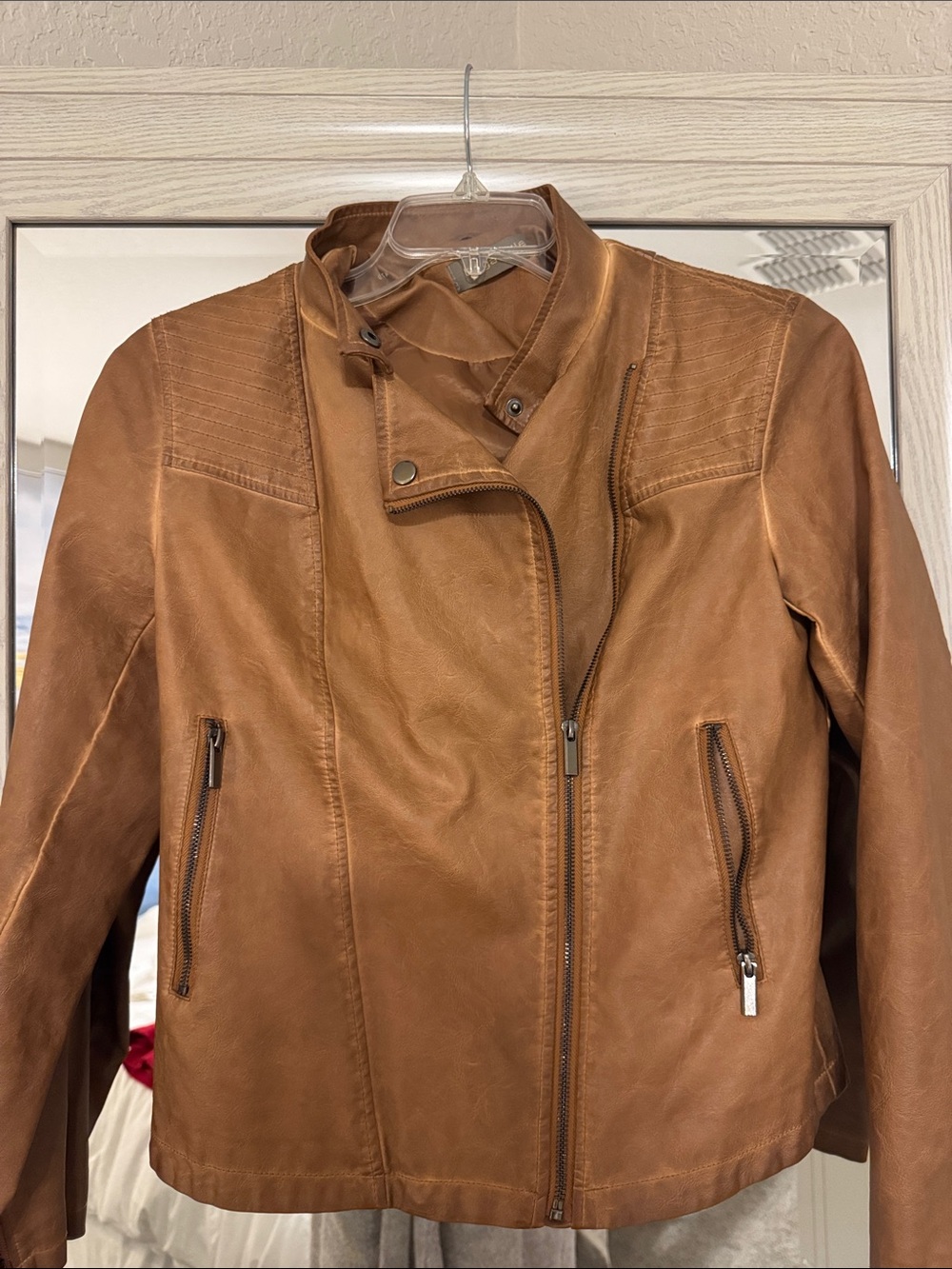 bagatelle Cognac Leather Moto Jacket